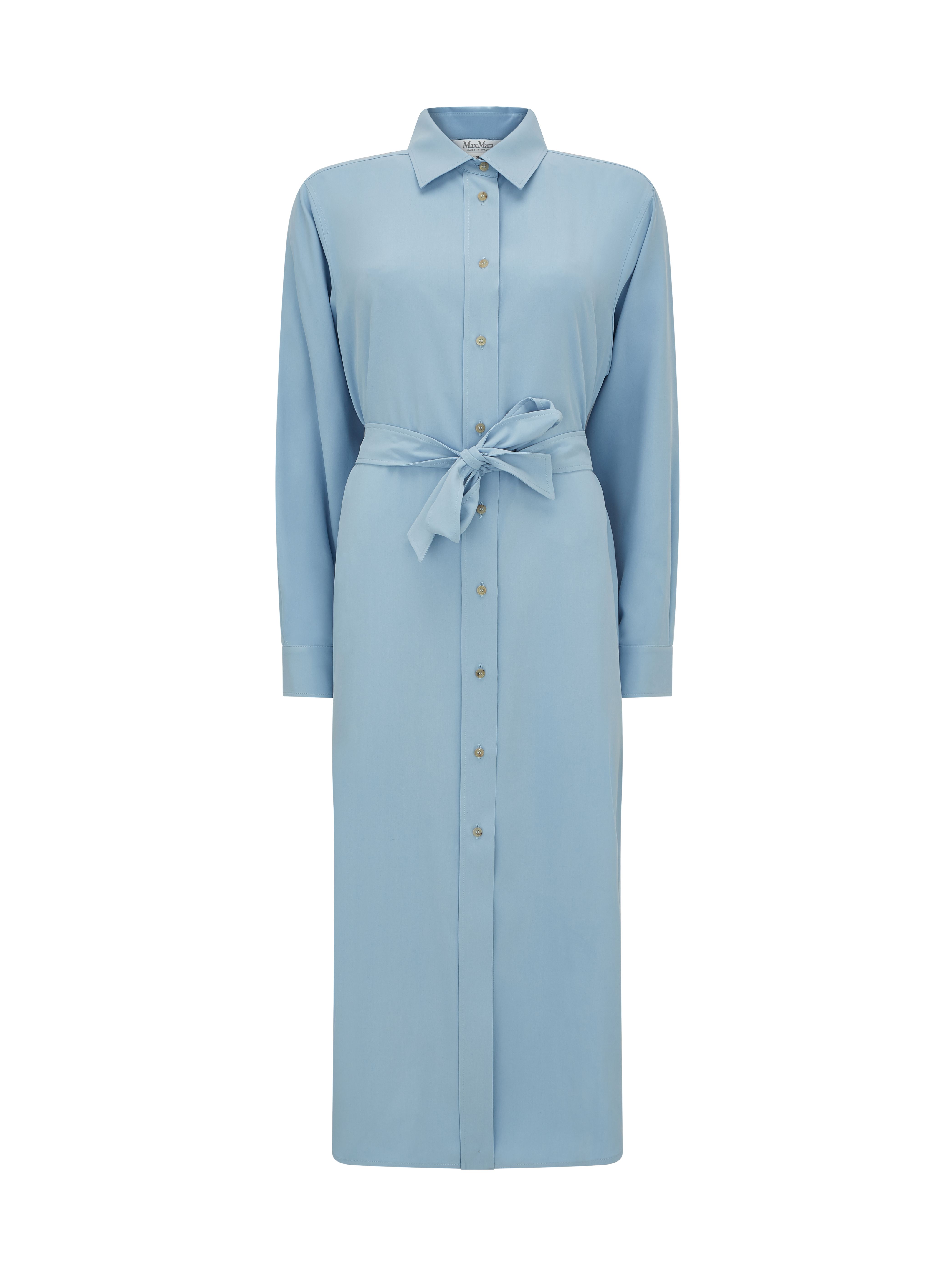 MAXMARA Volante Belted Shirt Dress Silk Light Blue at Ede & Ravenscroft ...