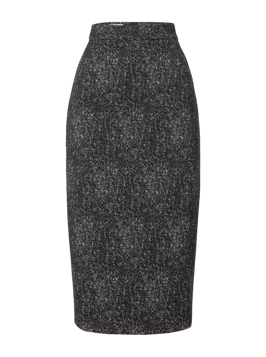 PADDY CAMPBELL Emilia charcoal stretch tweed midi skirt at Ede ...