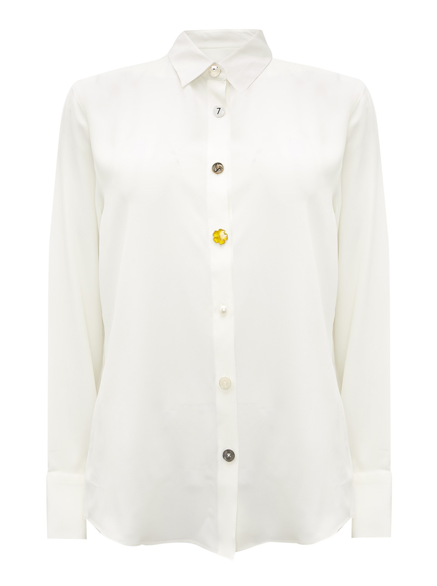 PS PAUL SMITH Ivory Long Sleeve Multi Button Silk Blend Blouse at Ede ...